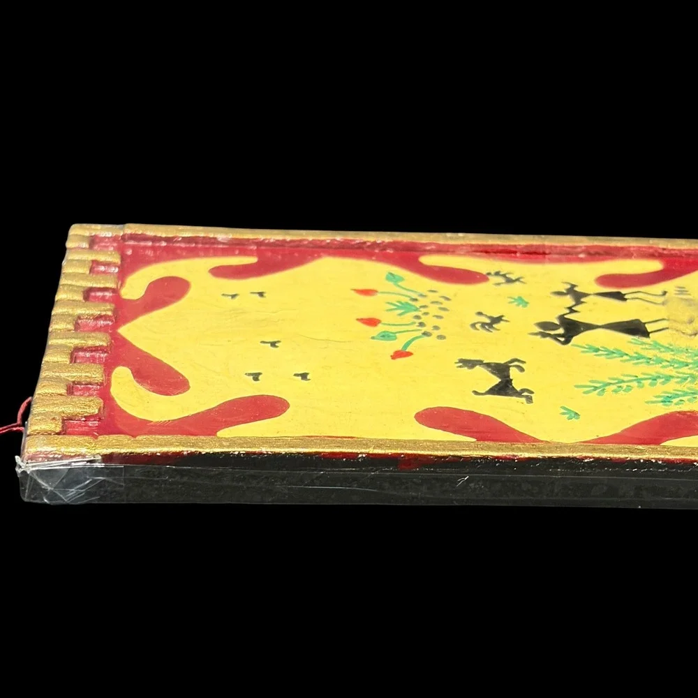 Shree Nihar Warli Art Key Holder Hand Painted Indian Tribal Wall Decor 4 Hooks